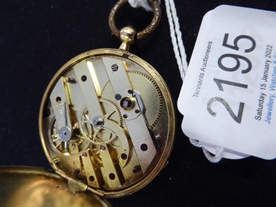 Lot 2195 - An 18 Carat Gold Open Faced Pocket Watch