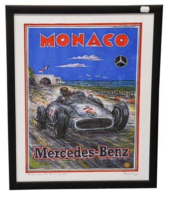 Lot 140 - Phil May (b.1925) "Fangio with the Mercedes...