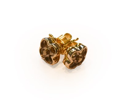 Lot 25 - A pair of 18 carat gold cluster earring mounts;...