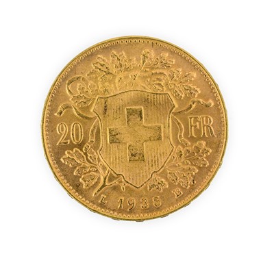 Lot 28 - Switzerland, Gold 20 Francs 1935 L-B, obv....