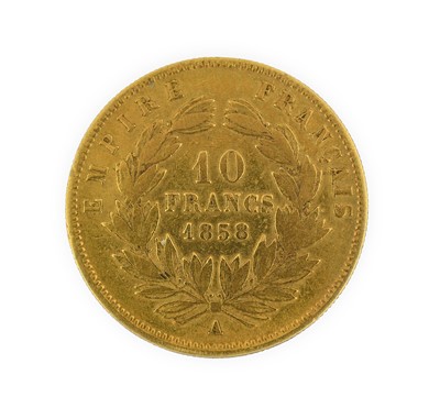 Lot 29 - France, Gold 10 Francs 1858A, obv. 'NAPOLEON...