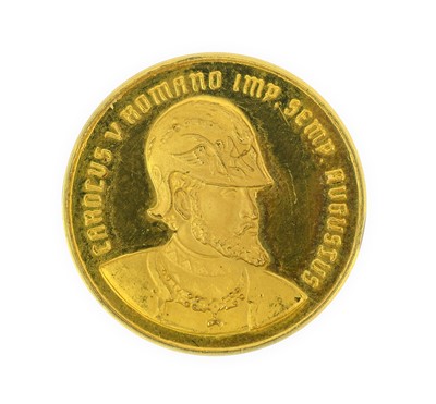 Lot 227 - Gold Proof Medalet commemorating Charles V,...