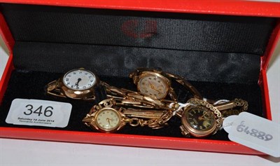 Lot 346 - Four lady's 9ct gold wristwatches signed Tudor and Prestex (4)