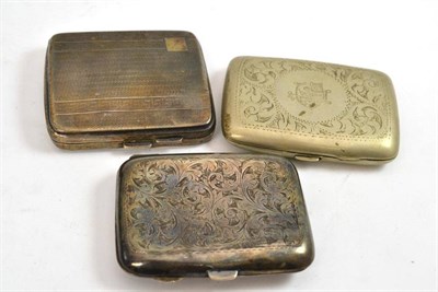 Lot 347 - Two silver cigarette cases and plated case