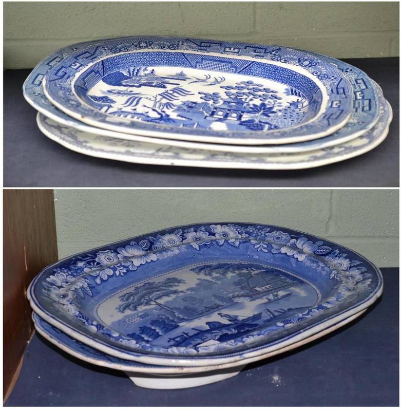 Lot 362 - Five blue and white meat plates