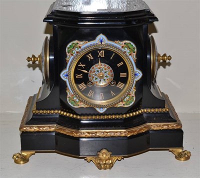 Lot 367 - A French mantel clock with gilt metal mounts and champleve accents