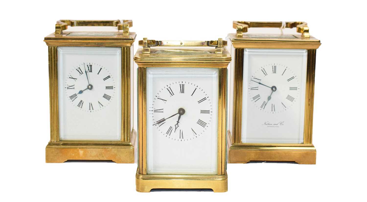 Lot 80 - Two brass carriage timepieces, circa 1900 and...