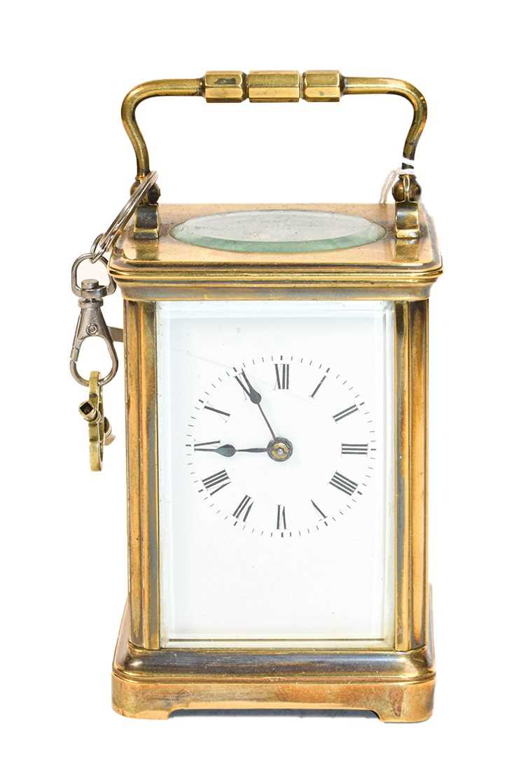 Lot 76 - A brass striking carriage clock, circa 1900