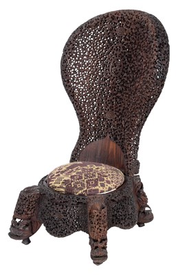 Lot 318 - A Bombay Blackwood Foliate Carved Chair, circa...