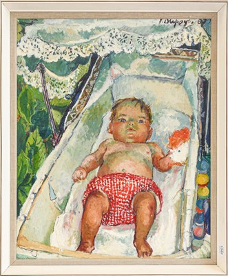Lot 379 - Thea Dupays (20th century), Portrait of a baby,...