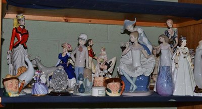 Lot 375 - A shelf of assorted decorative ceramics including Royal Worcester, Nao etc