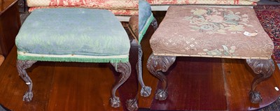 Lot 482 - Two 19th century carved mahogany footstools...