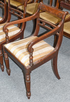 Lot 509 - A set of seven (6+1) mahogany dining chairs in...