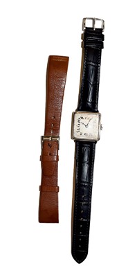 Lot 198 - A silver square-shaped wristwatch circa 1920