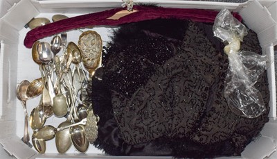 Lot 87 - A Victorian beadwork capelet; a black feather...