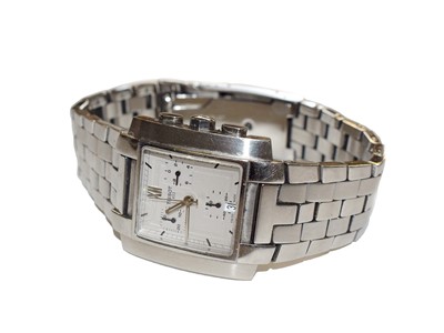 Lot 134 - A stainless steel chronograph wristwatch...