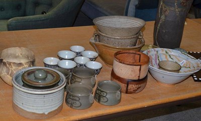 Lot 377 - A collection of assorted studio pottery including a large vase, utilitarian ware etc