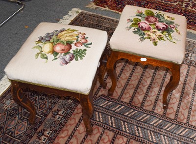 Lot 487 - A pair of 19th century stools on scroll supports