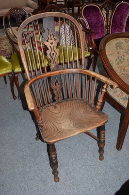 Lot 1240 - A 19th century Elm & Yew wood Windsor armchair...