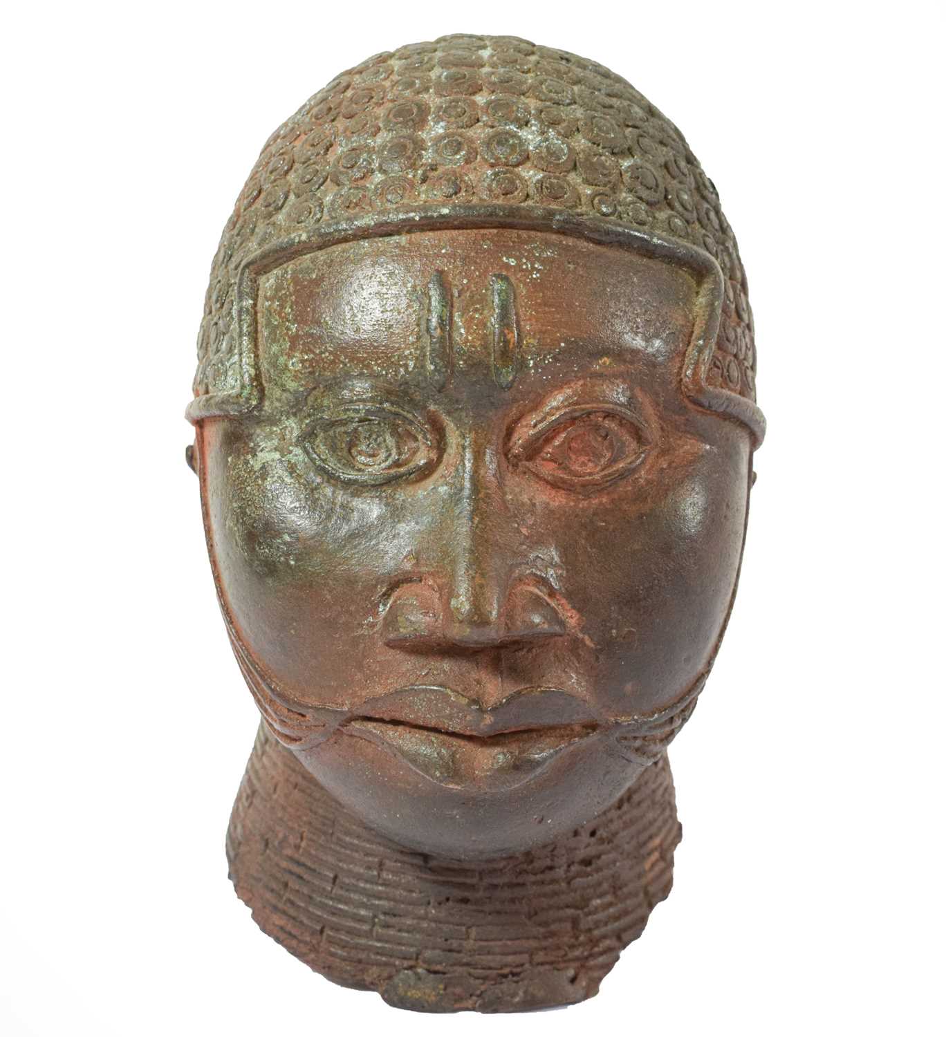 Lot 280 - A Benin Small Bronze Head, with tightly coiled...