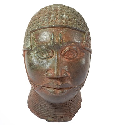 Lot 280 - A Benin Small Bronze Head, with tightly coiled...