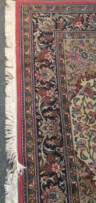 Lot 344 - Ghom rug, the ivory field of birds and vines...