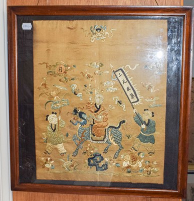 Lot 399 - Chinese framed silk work panel