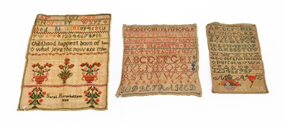 Lot 2166 - Three Early 19th Century Unframed Samplers...