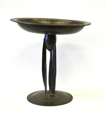 Lot 918 - An English Pewter Tazza, model No.01161, on a tripod stem and circular dished foot, stamped ENGLISH