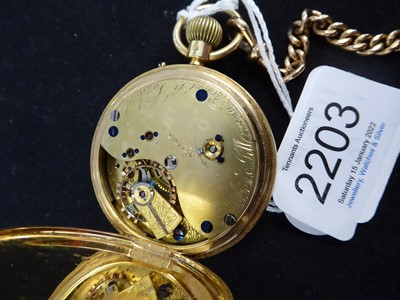 Lot 2203 - An 18 Carat Gold Half Hunter Pocket Watch