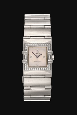 Lot 2225 - A Lady's Stainless Steel Diamond set Wristwatch