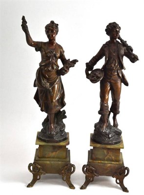 Lot 392 - A pair of spelter figures