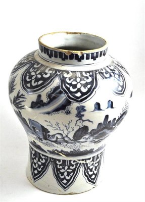 Lot 403 - An 18th century Dutch Delft baluster jar (a.f.)