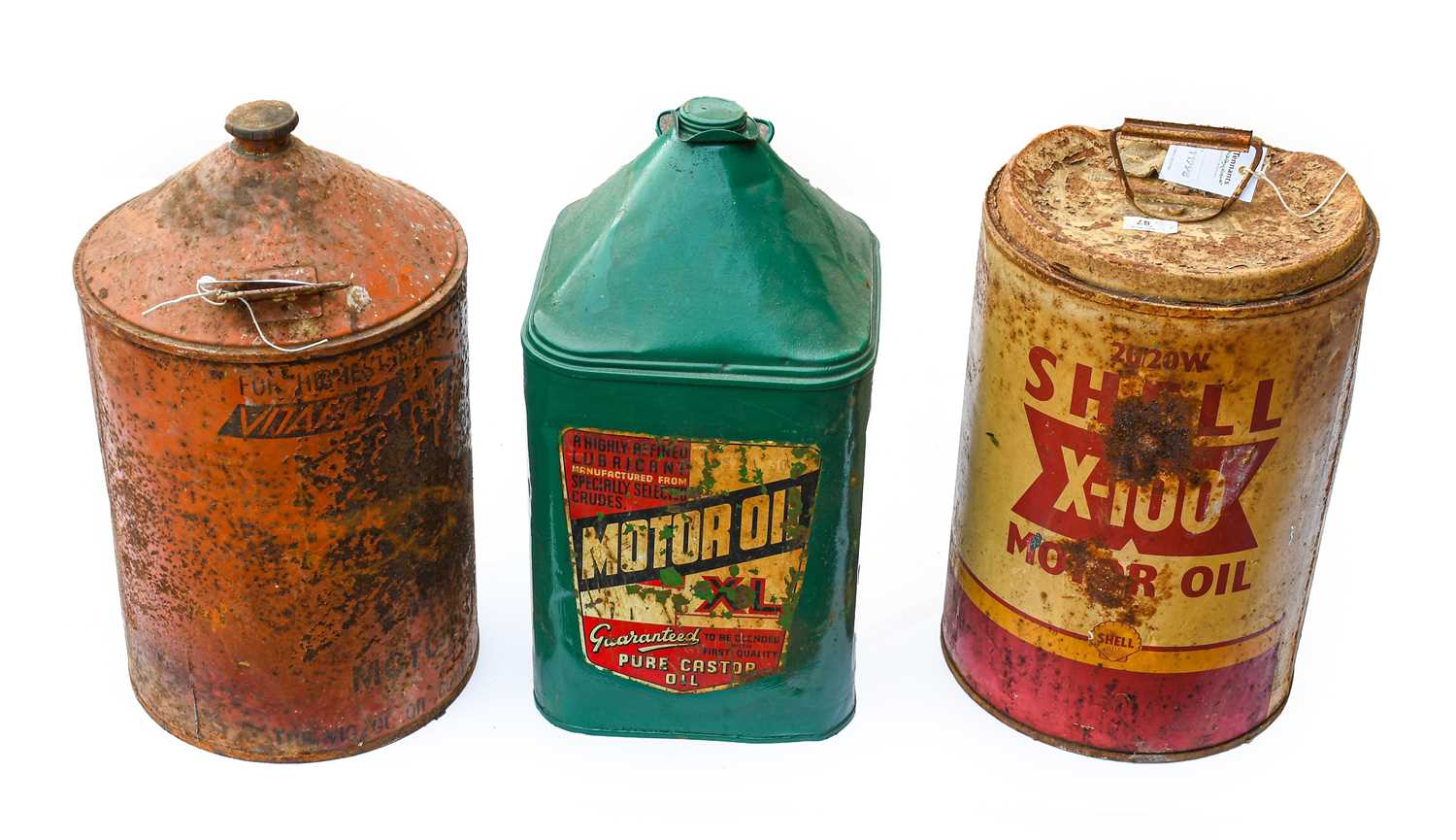 Lot 69 - Three 5-Gallon Agricultural Motor Oil Cans,...