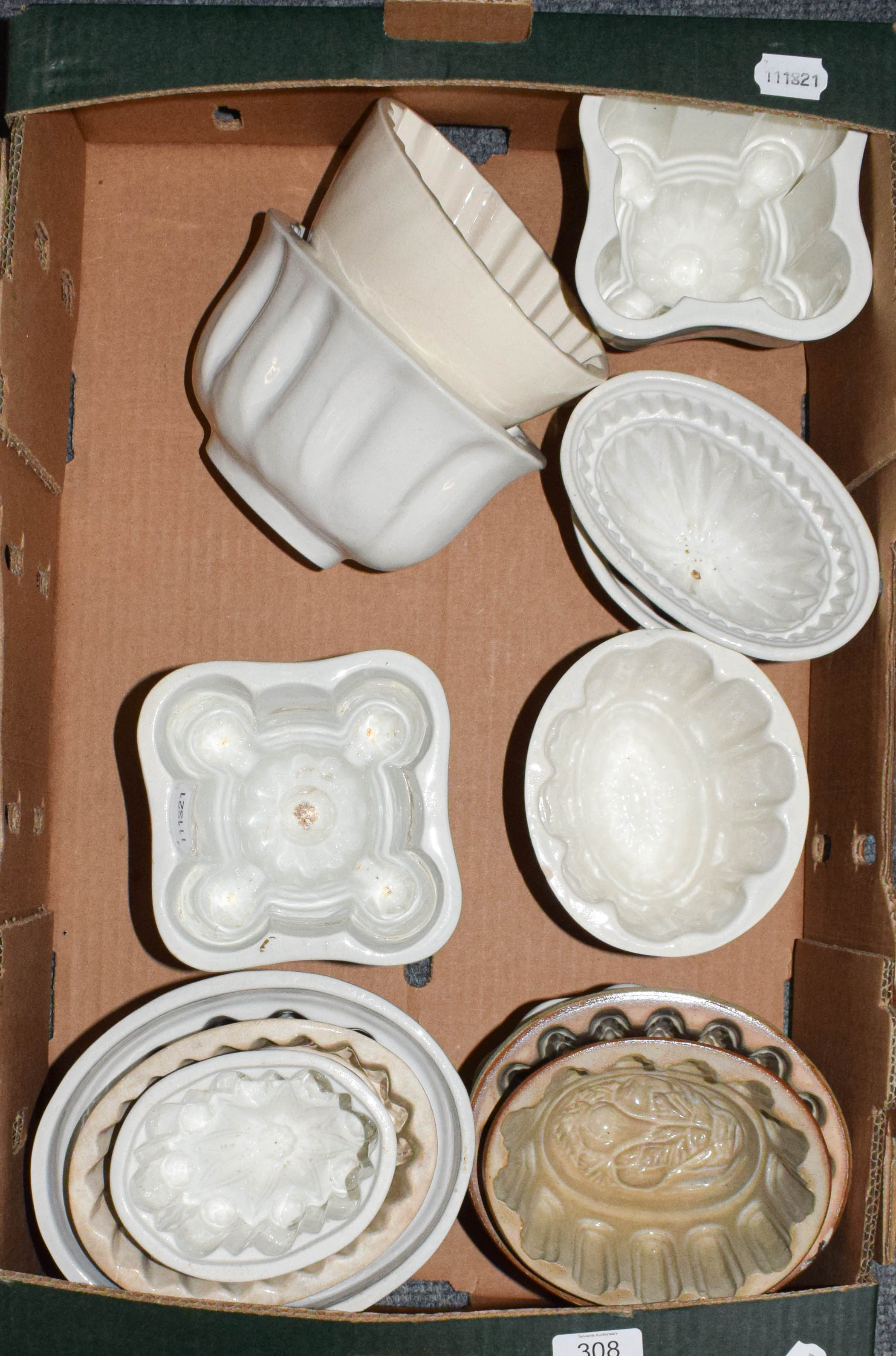 Lot 308 A group of Victorian pottery jelly moulds