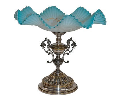 Lot 244 - A WMF blue glass and silver plated centre piece