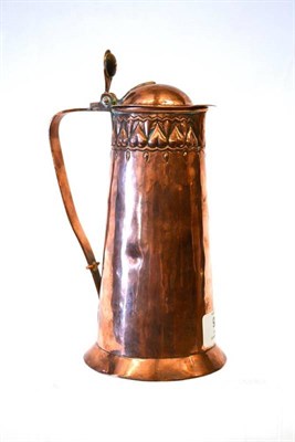 Lot 920 - A Keswick School of Industrial Arts Copper Hot Water Jug, embossed with a border of heart...