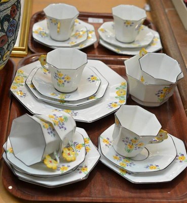 Lot 413 - Melba china Art Deco Primrose tea set