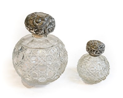 Lot 244 - Two Silver-Mounted Glass Scent-Bottles, One...