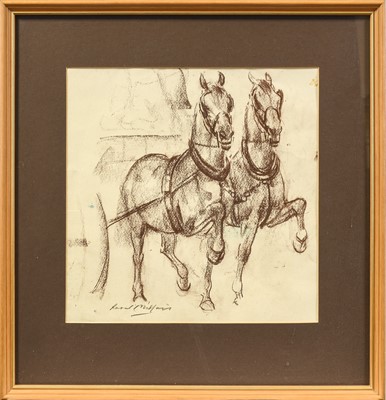 Lot 360 - Raoul Millais (1901-1999) ARR Harnessed horses...