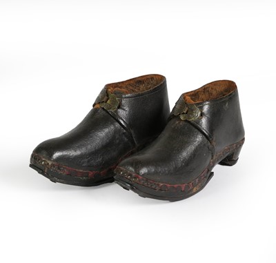 Lot 48 - A Pair of Child's Leather and Wooden Clogs,...