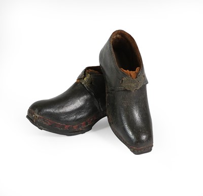 Lot 48 - A Pair of Child's Leather and Wooden Clogs,...