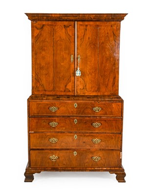Lot 357 - A Walnut and Feather-Banded Cabinet on Stand,...