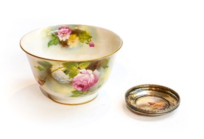Lot 100 - Royal Worcester and silver-mounted dish by...