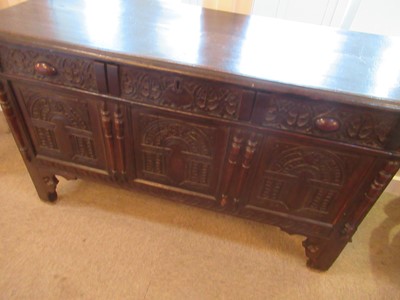 Lot 282 - A Joined Oak Chest, late 17th century, the...