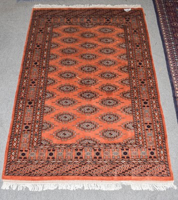 Lot 349 - Pakistani Bukhara rug, the terracotta field...