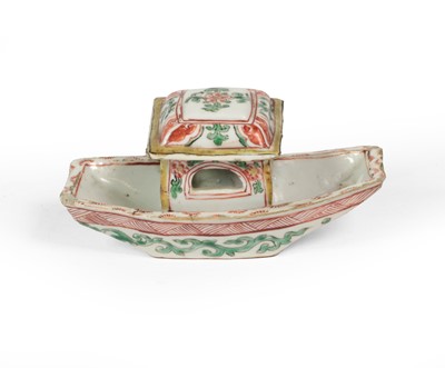 Lot 88 - A Chinese Porcelain Model of a Boat, Kangxi,...
