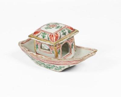 Lot 88 - A Chinese Porcelain Model of a Boat, Kangxi,...