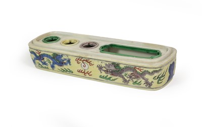 Lot 85 - A Chinese Wucai Porcelain Pen Box, Kangxi, of...
