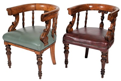 Lot 288 - A Pair of Victorian Library Armchairs, circa...